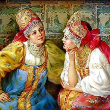 Оригинал схемы вышивки «Русские красавицы» (№617435)