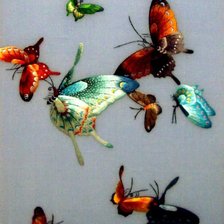 Китайская живопись, бабочки