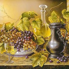 Оригинал схемы вышивки «натюрморт с виноградом» (№617860)