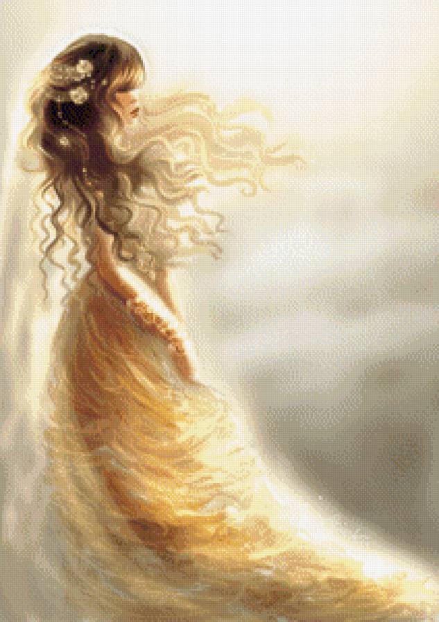 Девушка - платье, волосы, ветер, силуэт, девушка, загадка - предпросмотр