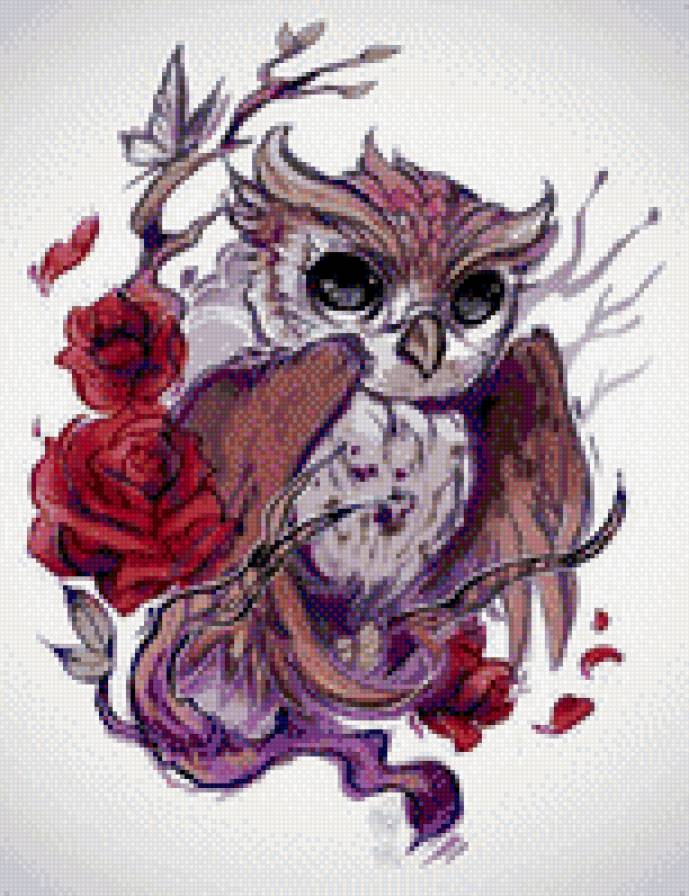 сова - роза, сова - предпросмотр