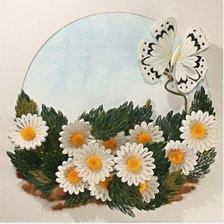 Схема вышивки «Ромашки и бабочка»
