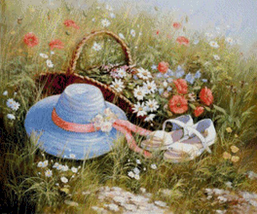 Шляпа и цветы - предпросмотр