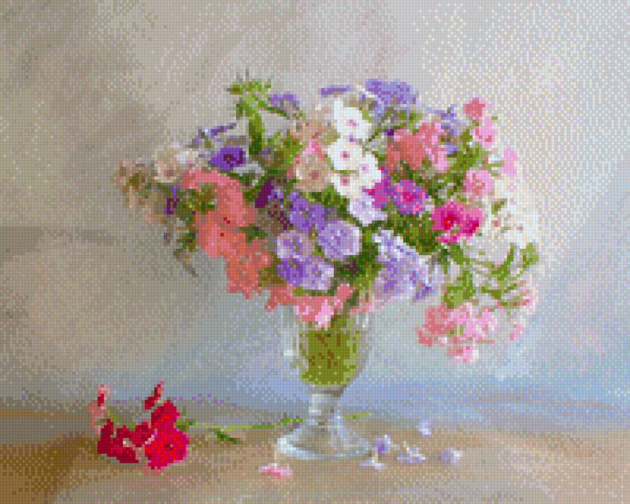 Ваза с цветами - нежность - пастель, цветы - предпросмотр