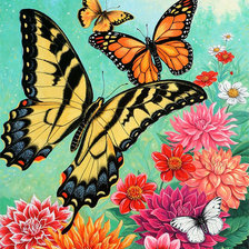 Оригинал схемы вышивки «цветы и бабочки» (№618784)