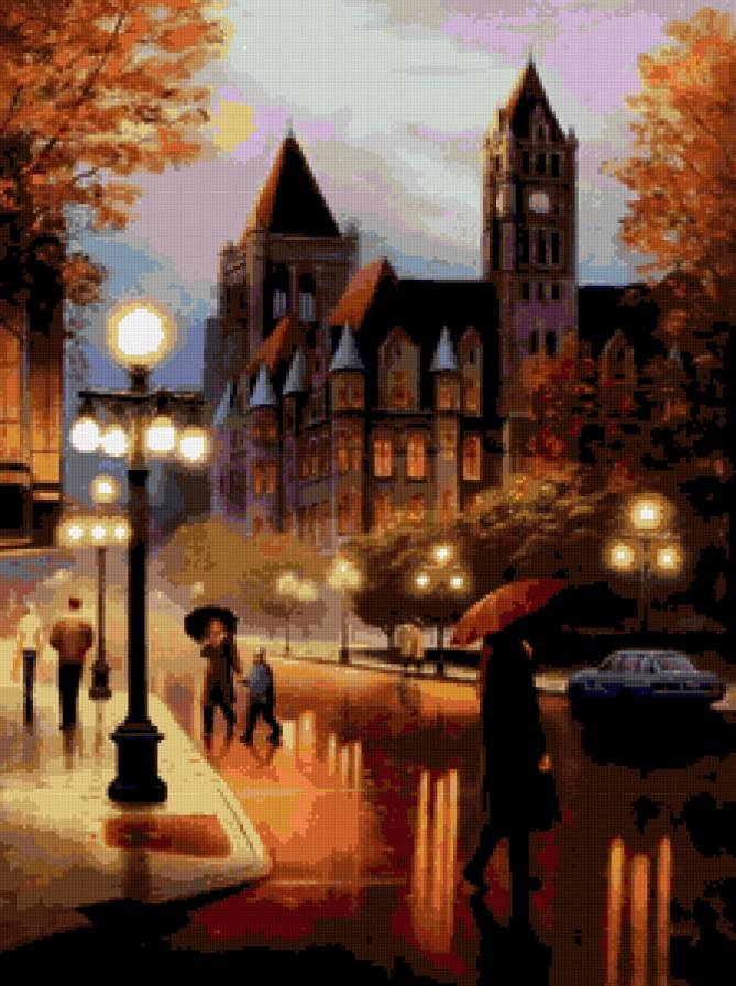 Вечерний Лондон - городской пейзаж - предпросмотр