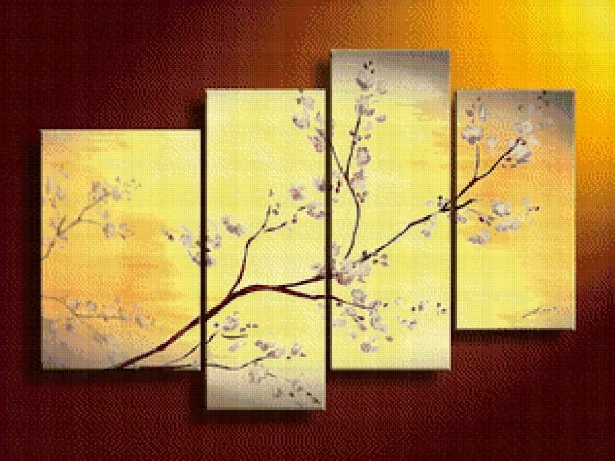 Ветка сакуры - полиптих - предпросмотр