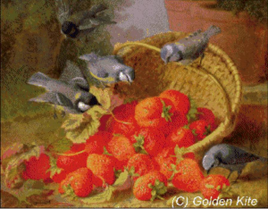 Птицы с клубникой - предпросмотр