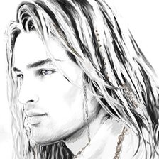 Схема вышивки «Мужчина с длинными волосами»