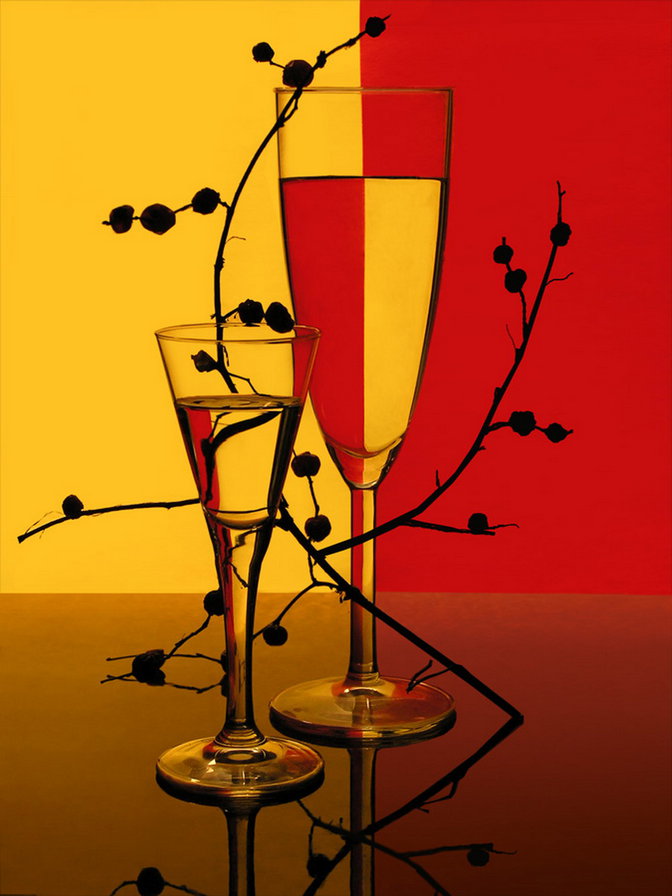 Натюрморт с бокалами - бокалы, натюрморт - оригинал