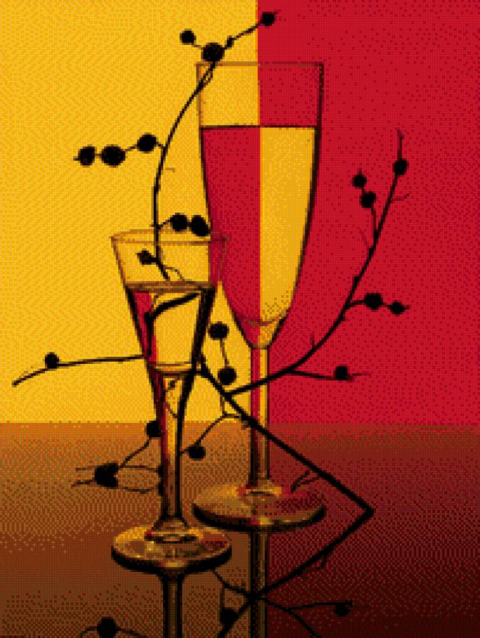 Натюрморт с бокалами - бокалы, натюрморт - предпросмотр