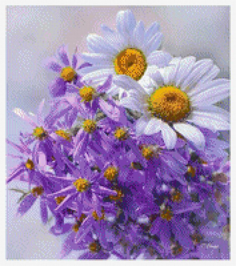 Букет цветов - ромашки, цветы, букет цветов, ваза с цветами - предпросмотр