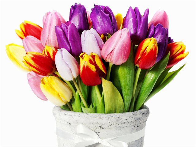 Букет тюльпанов - тюльпаны, ваза с цветами, букет цветов, цветы - оригинал