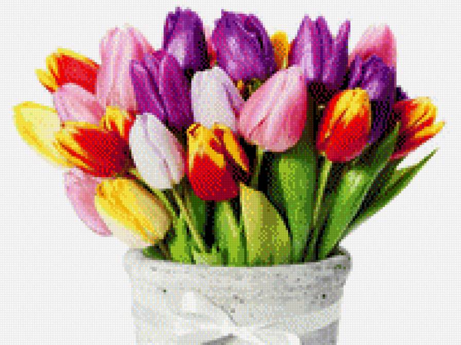 Букет тюльпанов - цветы, тюльпаны, ваза с цветами, букет цветов - предпросмотр