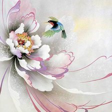 Схема вышивки «колибри с цветком»