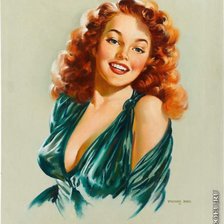 Схема вышивки «ретро-девушка»