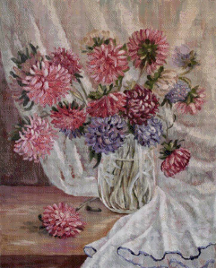 астры в вазе - цветы - предпросмотр