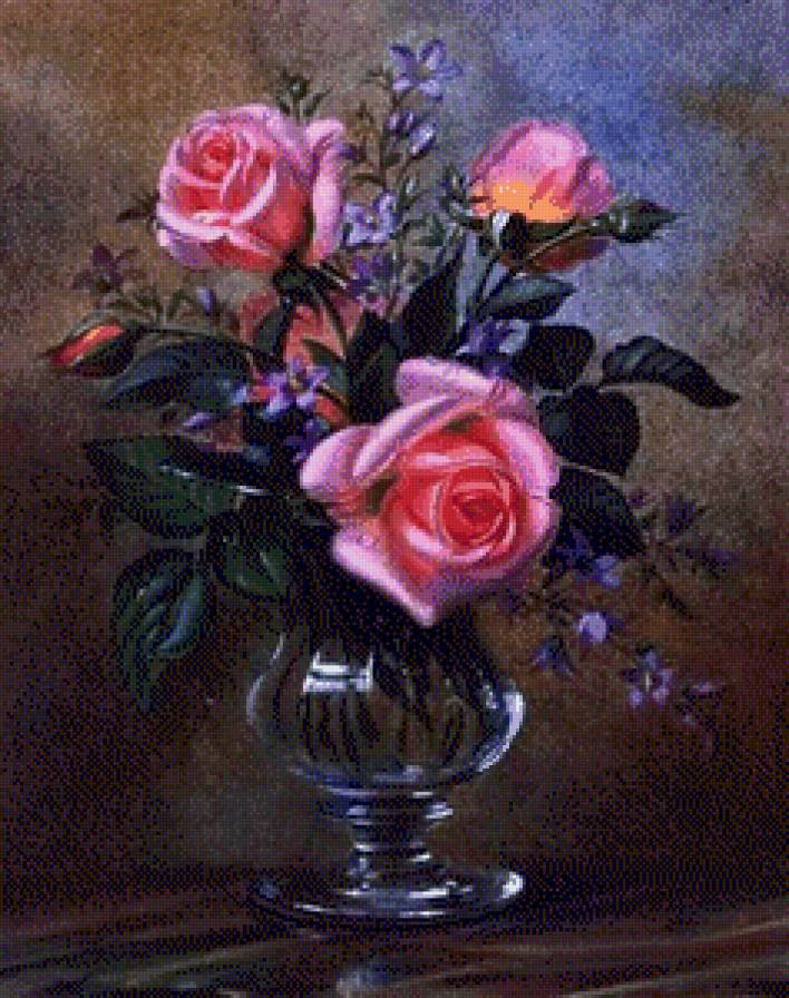 Три розы в вазе. Сесил Кеннеди розы.