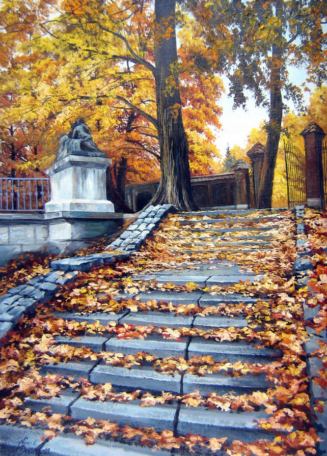 Лестница - осень, пейзаж, лестница - оригинал