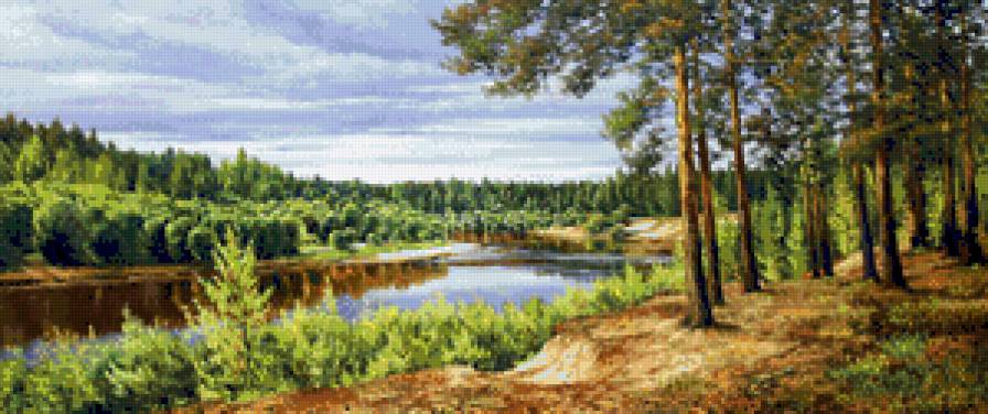 Летний пейзаж - река, лето, лес - предпросмотр