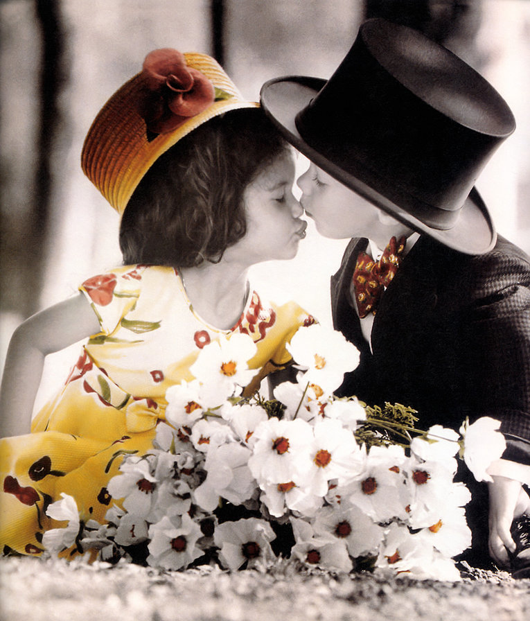 детки ретро - портрет, картина, девушка, любовь, пара, красота - оригинал