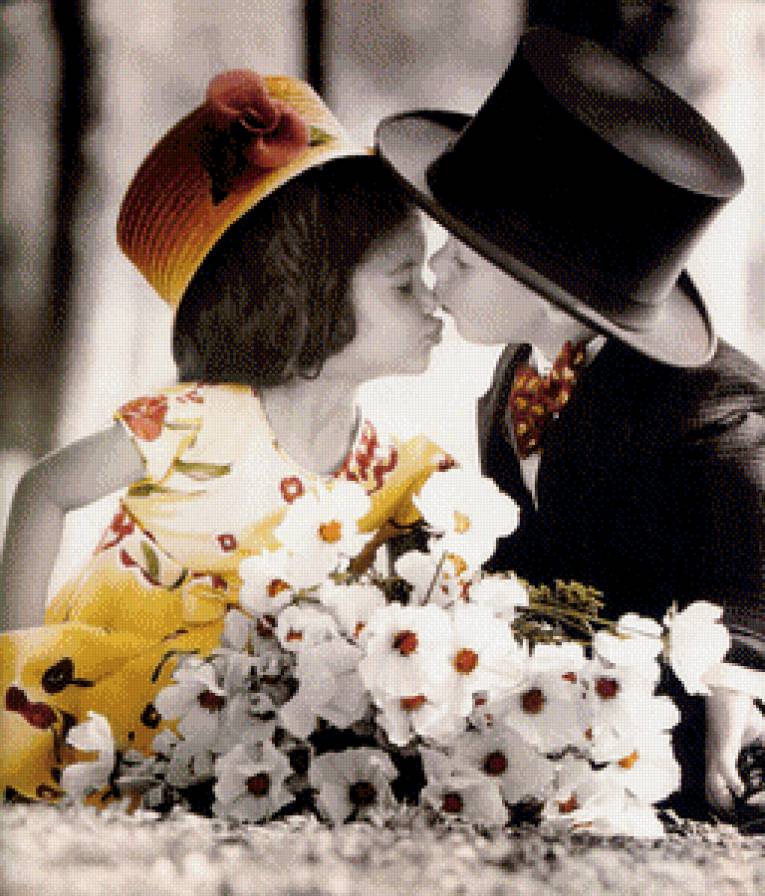 детки ретро - картина, красота, пара, девушка, портрет, любовь - предпросмотр