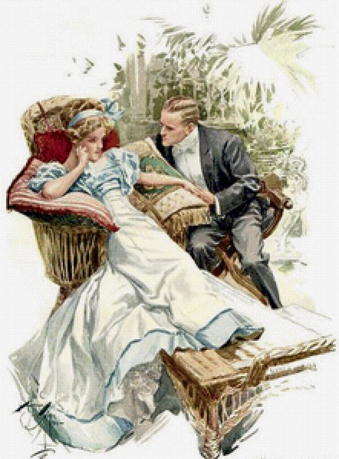 Пара ретро - портрет, пара, картина, девушка, фентази, красота, любовь - предпросмотр