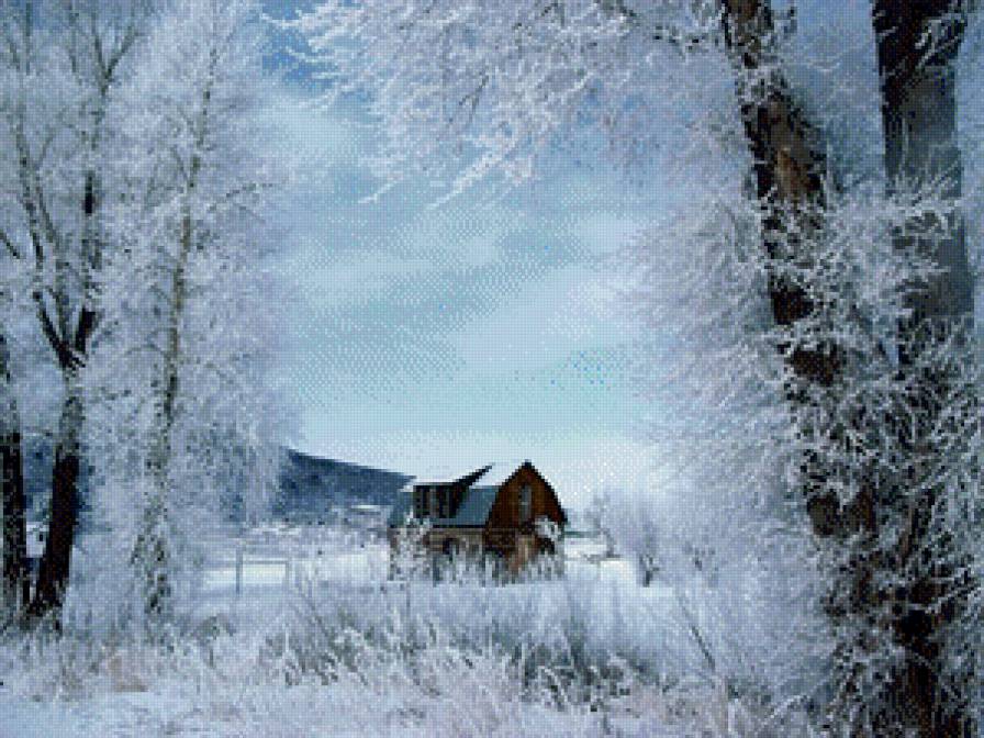 Зимний домик - зима, дом, снег - предпросмотр
