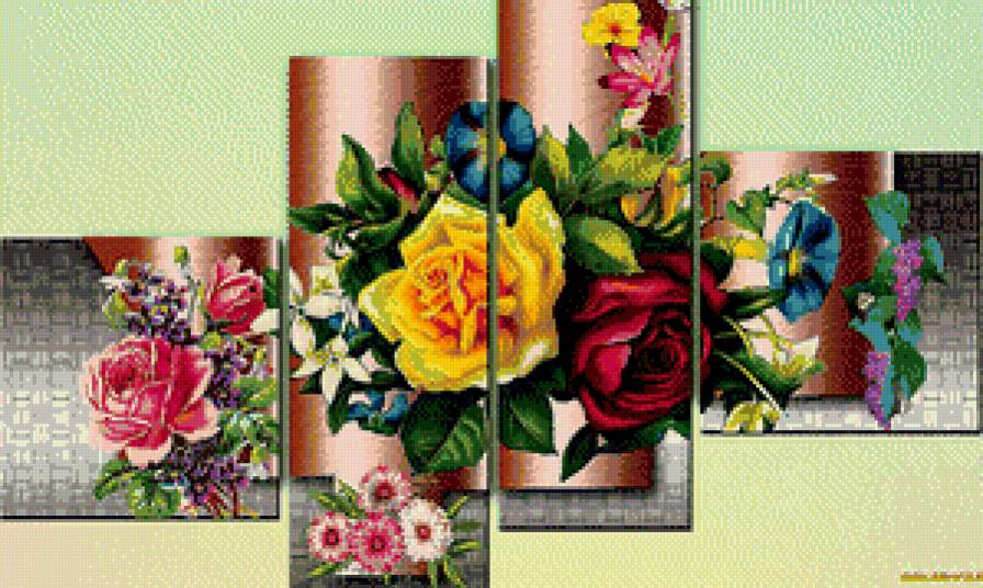 Полиптих - полиптих, цветы - предпросмотр