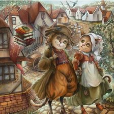 Схема вышивки «PAREJA DE GATOS»