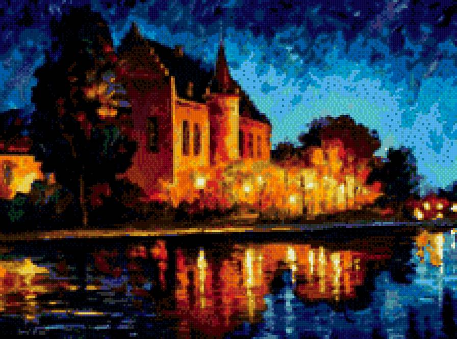 Яркие краски города - город, ночь, цвет, море, осень - предпросмотр