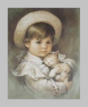 милые малыши - котенок, малыш, детская, винтаж, ребенок, диптих, мальчик, ретро - оригинал