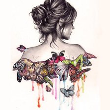 Оригинал схемы вышивки «Девушка из бабочек» (№623299)