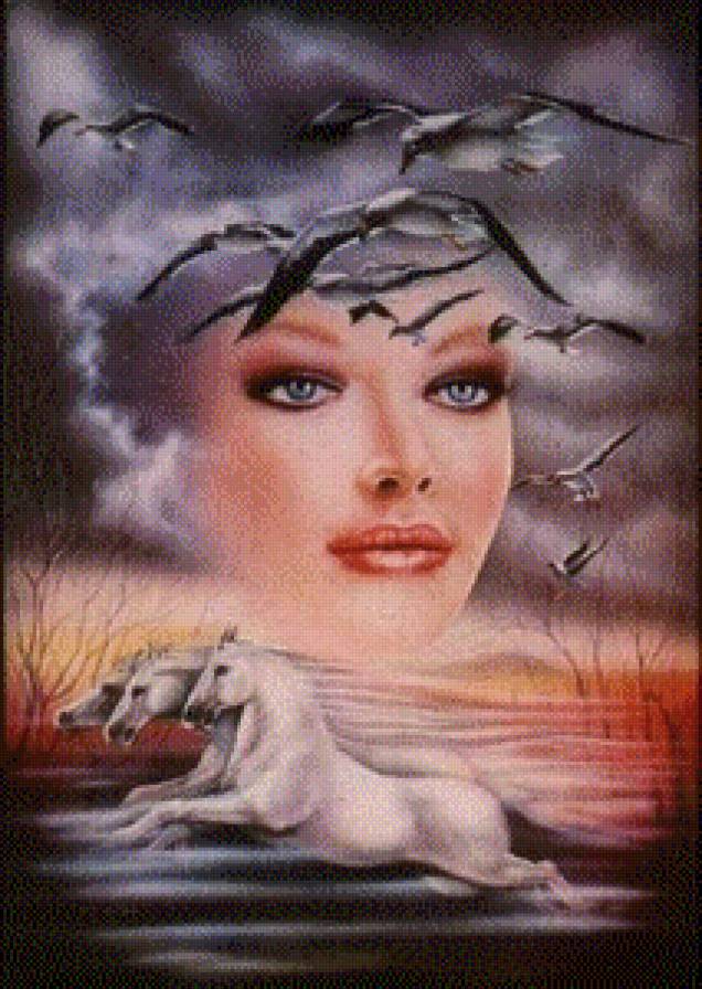 Взгляд - взгляд, женщина, кони - предпросмотр