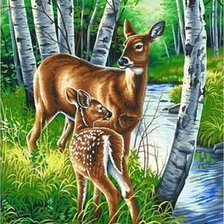 Схема вышивки «Олени у воды»
