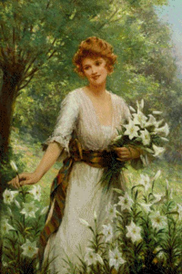 девушка с лилиями - девушки - предпросмотр