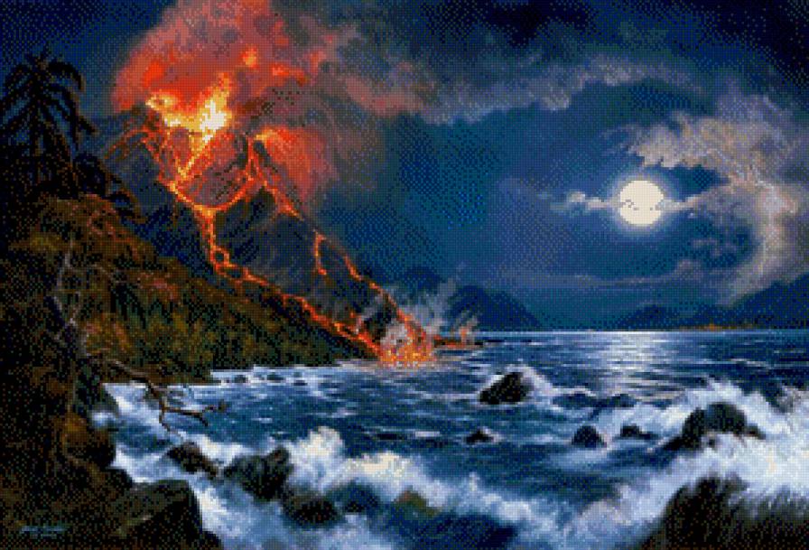 вулкан и море - пейзаж, море - предпросмотр