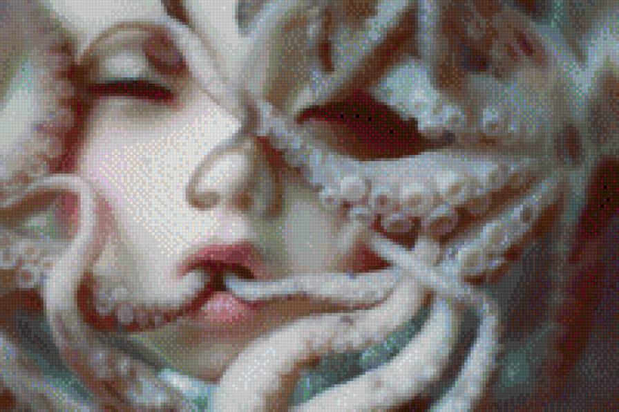 Девочка и осьминог - осьминог, девочка - предпросмотр