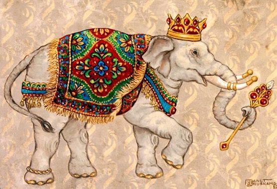 слоник - без рамки - красота, слон, животные, ковер, картина, восток, индия - оригинал