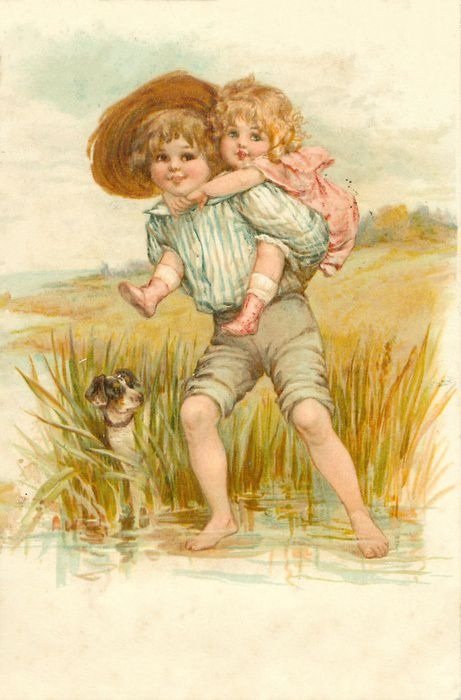 №624577 - ретро, дети, живопись - оригинал