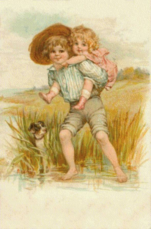 №624577 - ретро, дети, живопись - предпросмотр