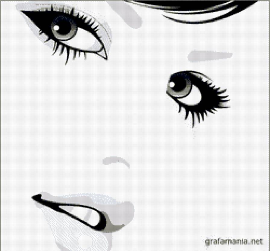 Девушка - монохром, контурная - предпросмотр