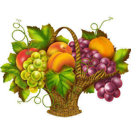 корзинка с фруктами - панно для кухни, фрукты, корзинка - оригинал