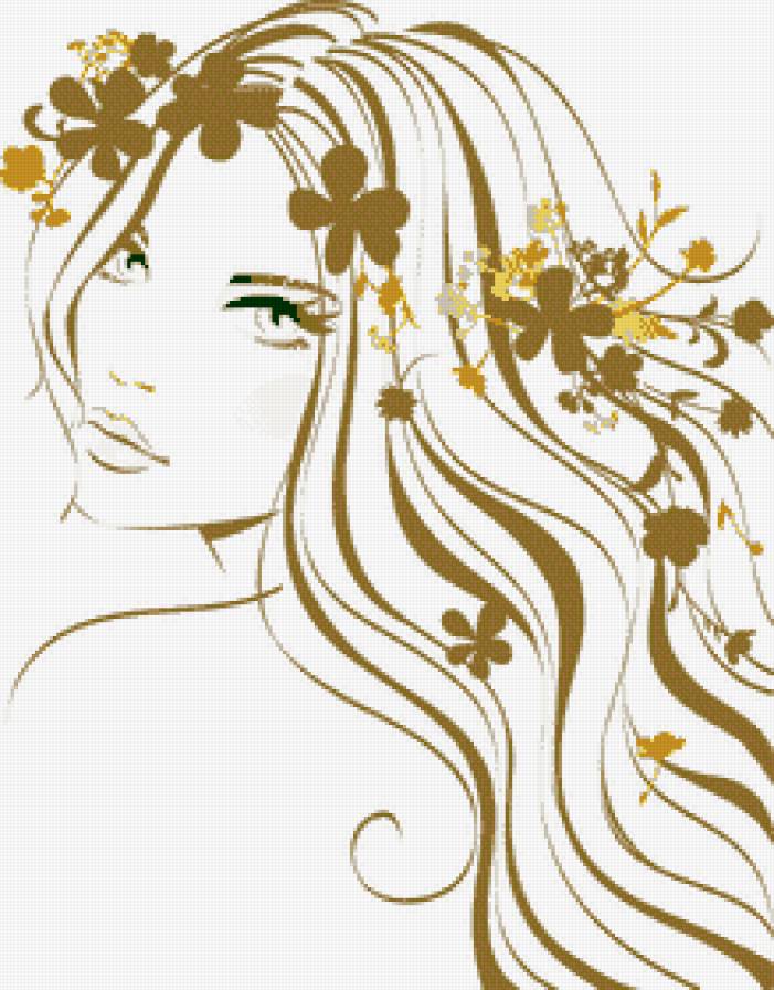 Девушка - монохром, фэнтези, девушка, контурная, красавица - предпросмотр