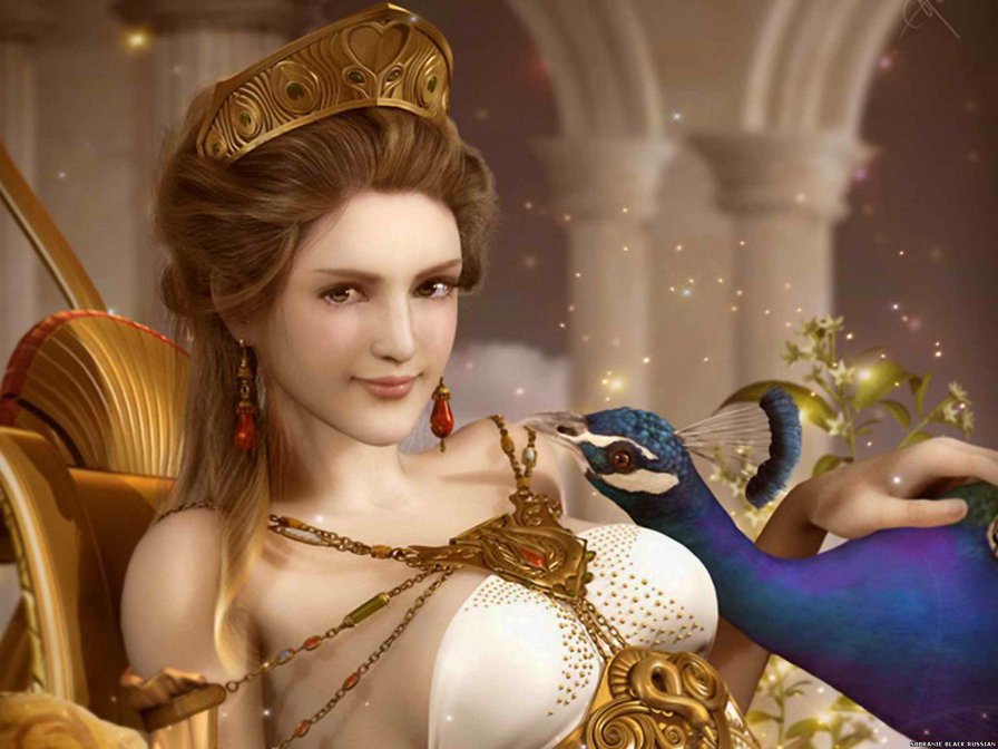 принцесса с птичкой - крастота, девушка, фентази, картина, портрет - оригинал