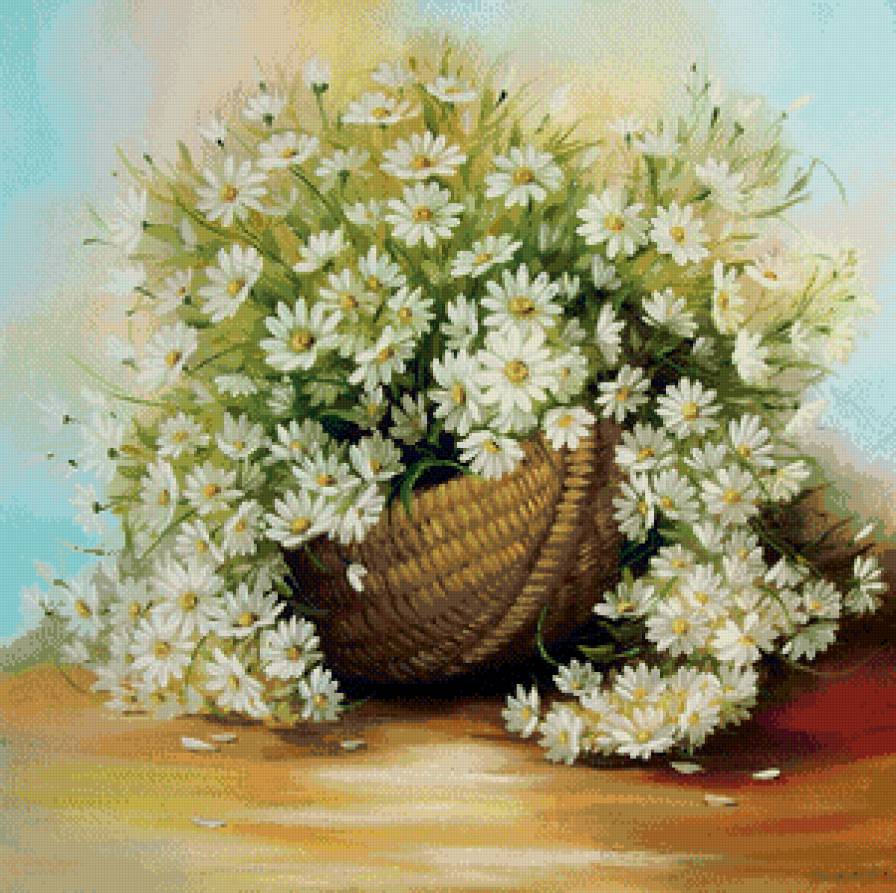 корзина ромашек - букет, цветы, ромашки, корзина - предпросмотр