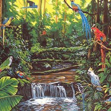 Оригинал схемы вышивки «рай для попугаев» (№625087)