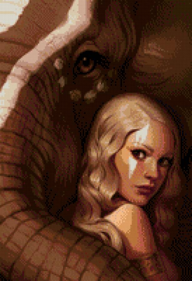 Девушка и слон - девушка, животные, слон - предпросмотр