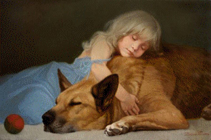 девочка с собакой - сон, отдых, девочка, дети, собака - предпросмотр