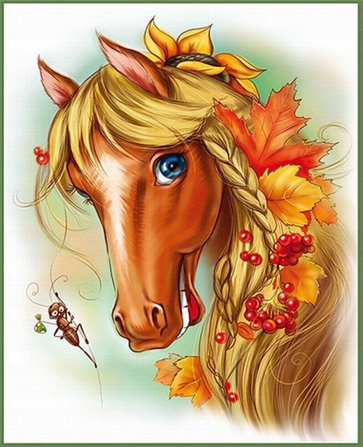 Осенняя лошадка - животные, осень, лошадь - оригинал